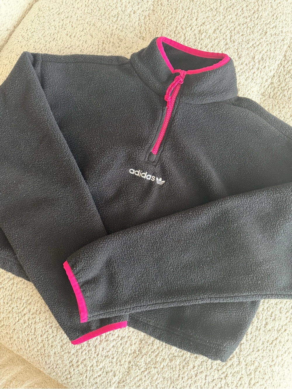 Adidas Black Fleece Pullover with Pink Trim